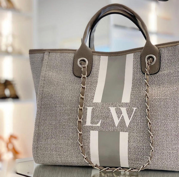 TLB Chain Tote Bag Duo - Grey