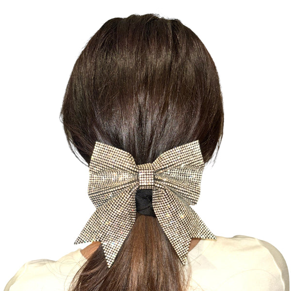 KEIRA Crystal hair bow - Silver