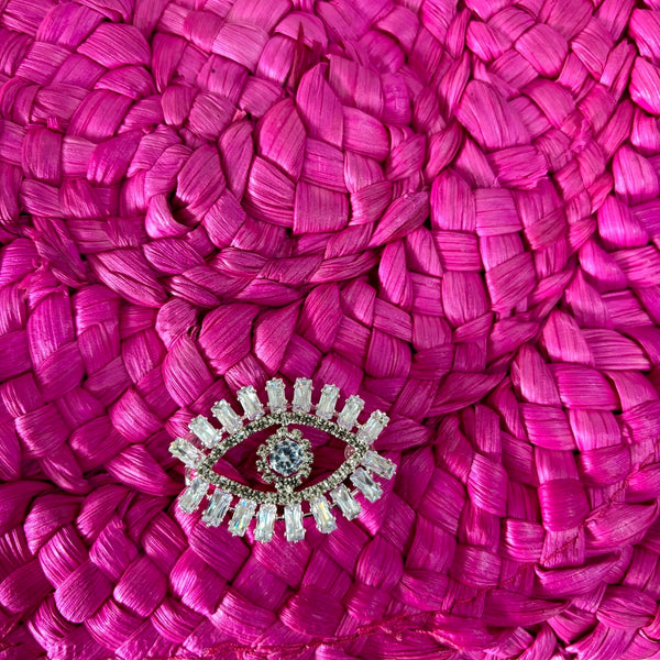 PIA Raffia Clutch Bag - Pink