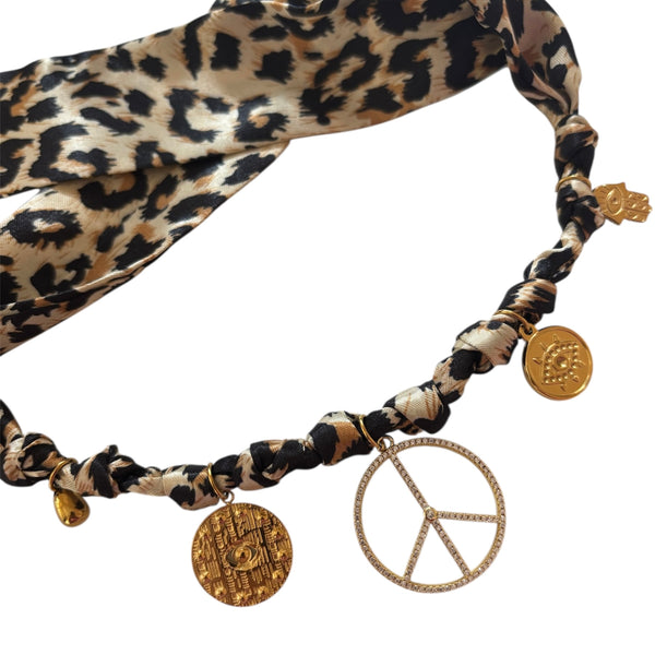 PRE ORDER TLB Charm Necklace Satin - Lara Leopard