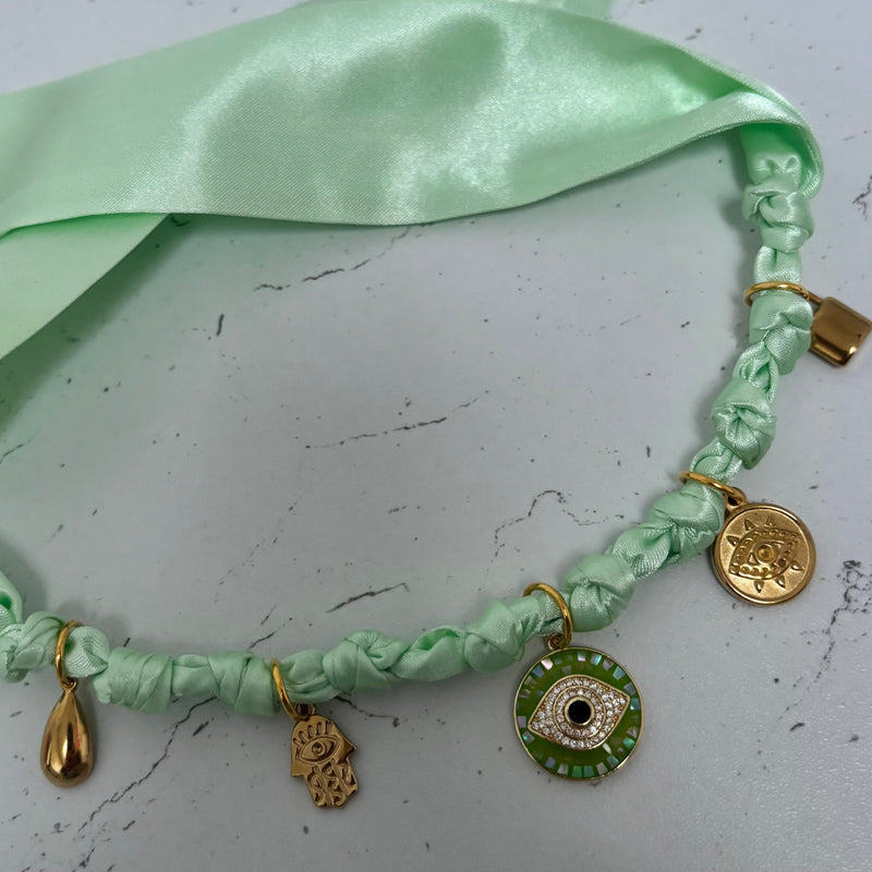 TLB Charm Necklace Satin - ERIN Green