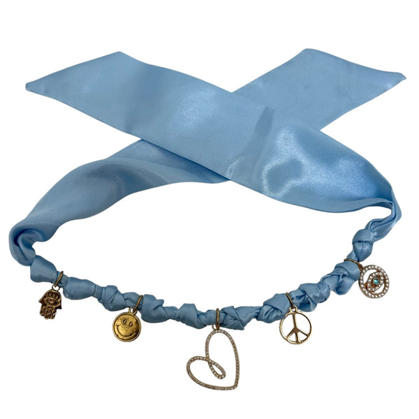 TLB Charm Necklace Satin - Heart Pale Blue