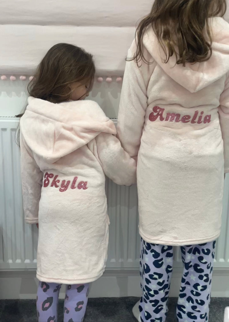 Children’s Fleece Personalised Dressing Gown - Pink