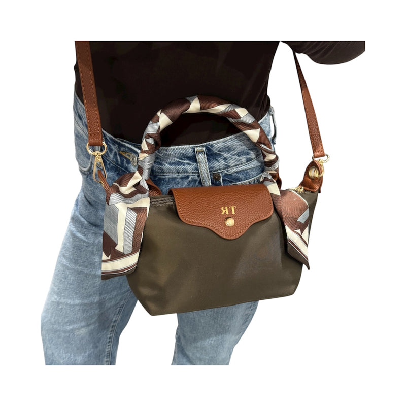 WILLOW Crossbody Scarf Bag - Large Brown