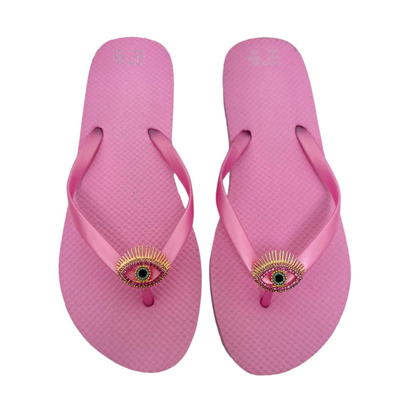 Evil Eye Flip Flops - Pink