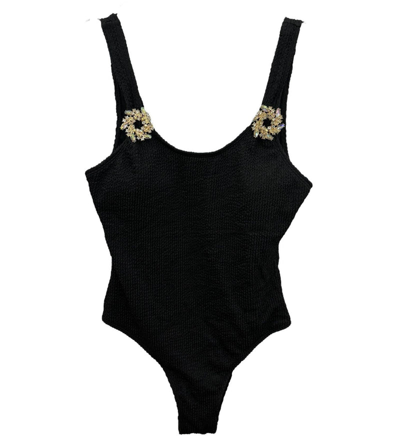 TLB Crinkle Swimsuit - Black Crystal