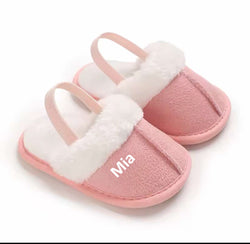 Baby Personalised Faux Fur Slippers Pink Tanya Lee Boutique