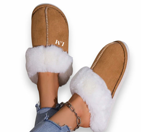 THEA Faux Fur Slippers - Dark Tan