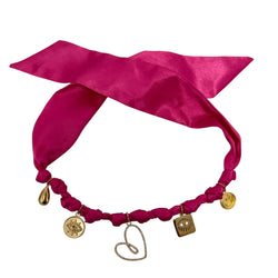 TLB Charm Necklace Satin - Heart Fuchsia