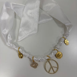 TLB Charm Necklace Satin - White