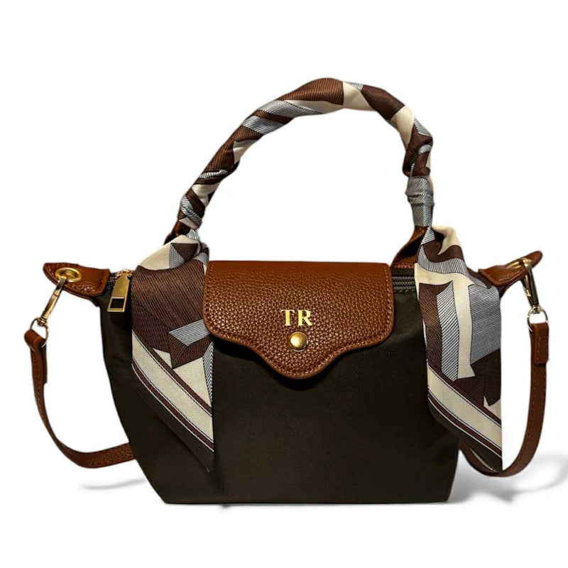 WILLOW Crossbody Scarf Bag - Large Brown