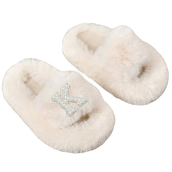 Children's Personalised cream Faux Fur Slippers