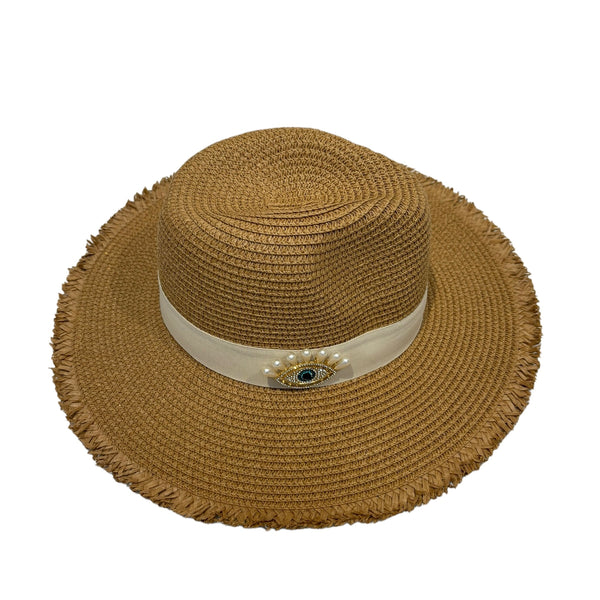 Eye Crystal Straw Sun Hat
