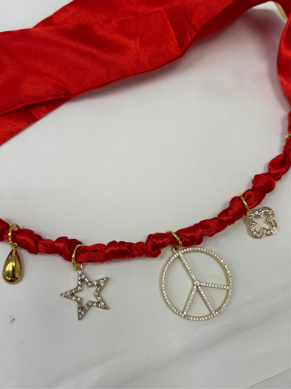 TLB Charm Necklace Satin - Peace Red