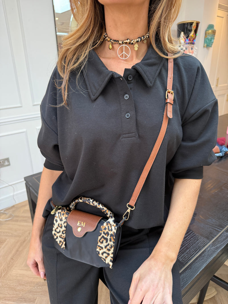 WILLOW Crossbody Bag - Black Leopard Mini