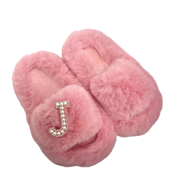 Mule Children's Personalised Pink Faux Fur Slippers – Tanya Lee Boutique