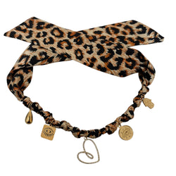 TLB Charm Necklace Satin - Heart Leopard