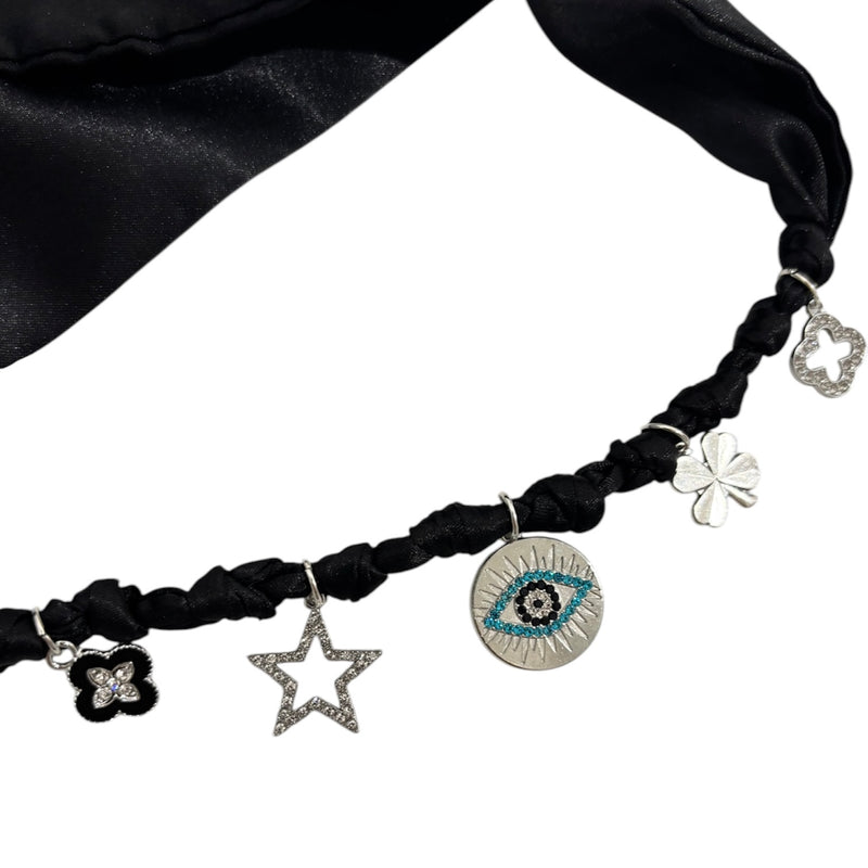 TLB Charm Necklace Satin - Lexi Black Silver