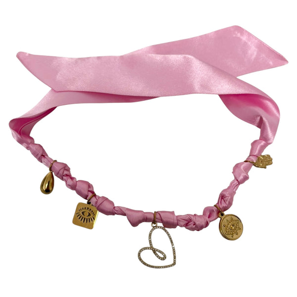 TLB Charm Necklace Satin - Heart Pink