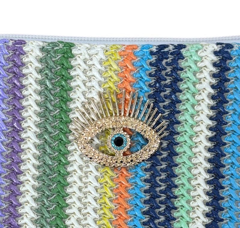 Eye Raffia Clutch Bag - Juno