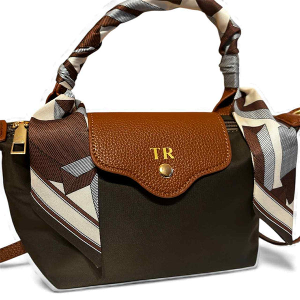 WILLOW Crossbody Scarf Bag - Large Brown