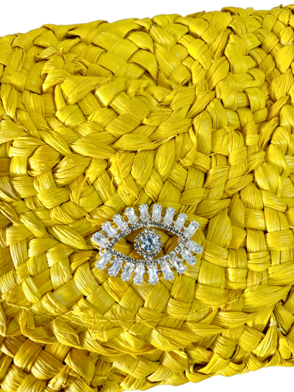 PIA Raffia Clutch Bag - Yellow