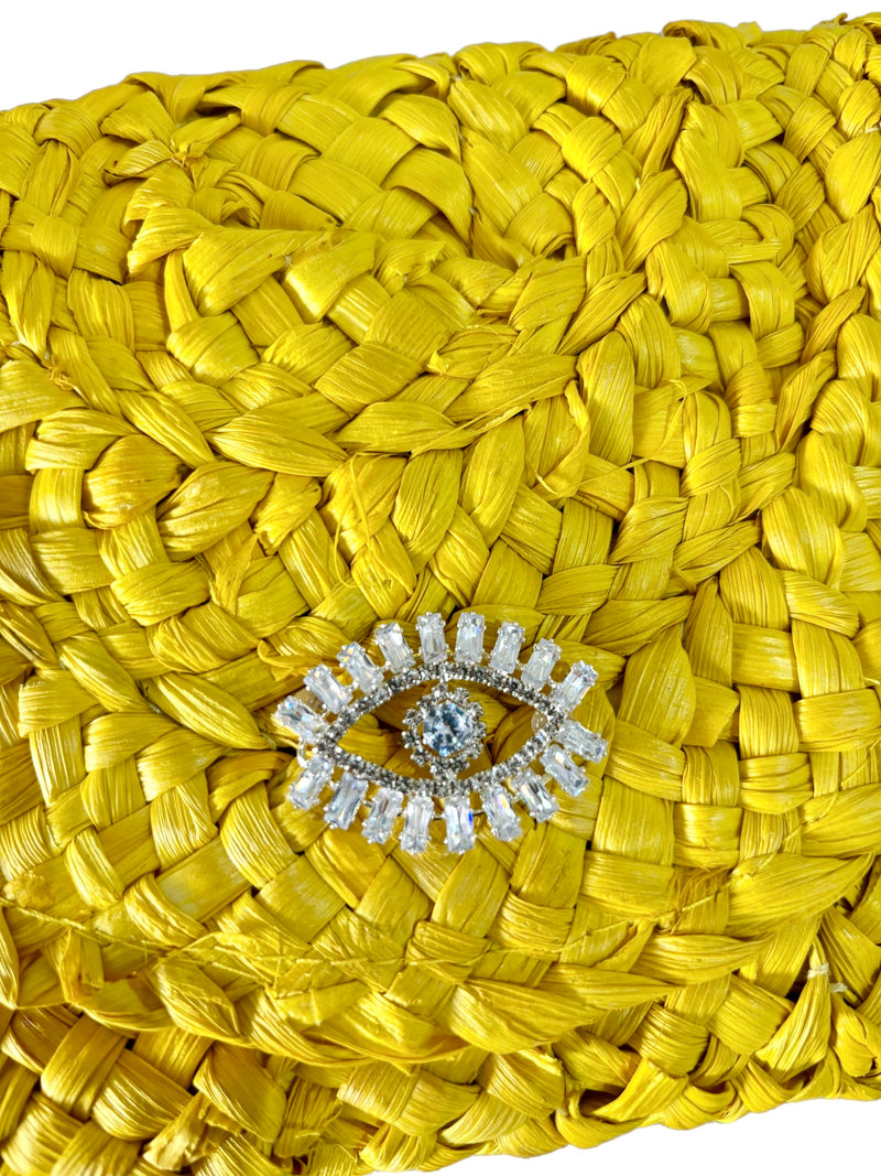 PIA Raffia Clutch Bag - Yellow