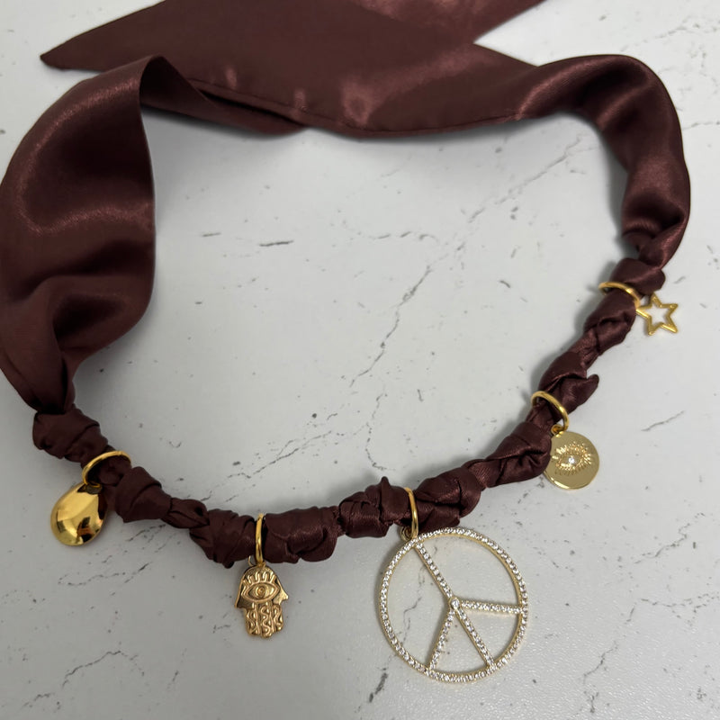 TLB Charm Necklace Satin - Brown