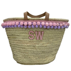 Personalised Pom Pom Basket - Lilac Pink