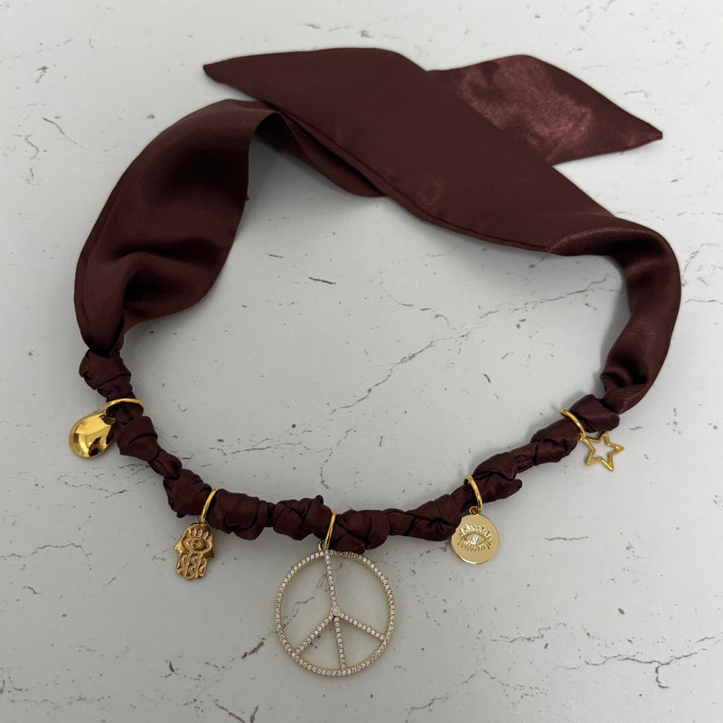 TLB Charm Necklace Satin - Brown