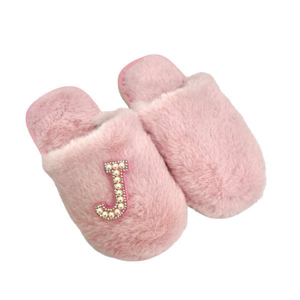 Children's Personalised Pink Faux Fur Slippers - Mule