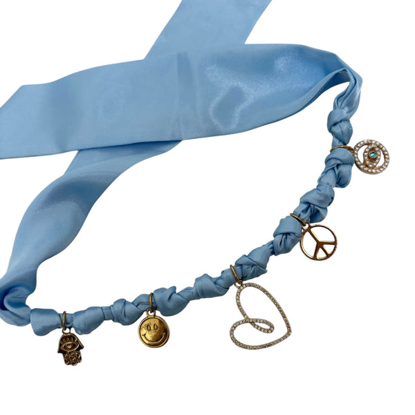 TLB Charm Necklace Satin - Heart Pale Blue