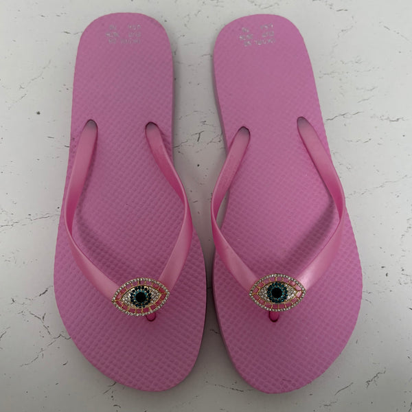 Evil Eye Flip Flops - Pink
