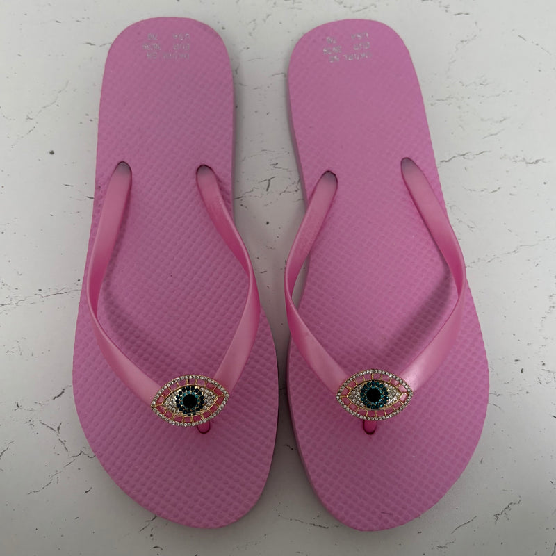 Evil Eye Flip Flops - Pink