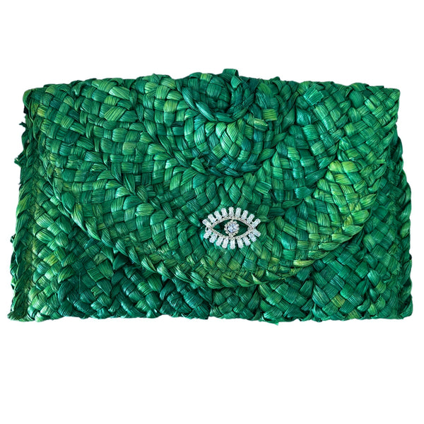 PIA Raffia Clutch Bag - Green