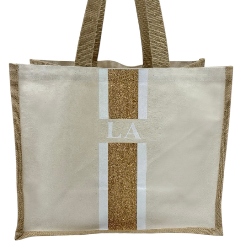 Personalised Canvas Tote Bag - Glitter gold/white