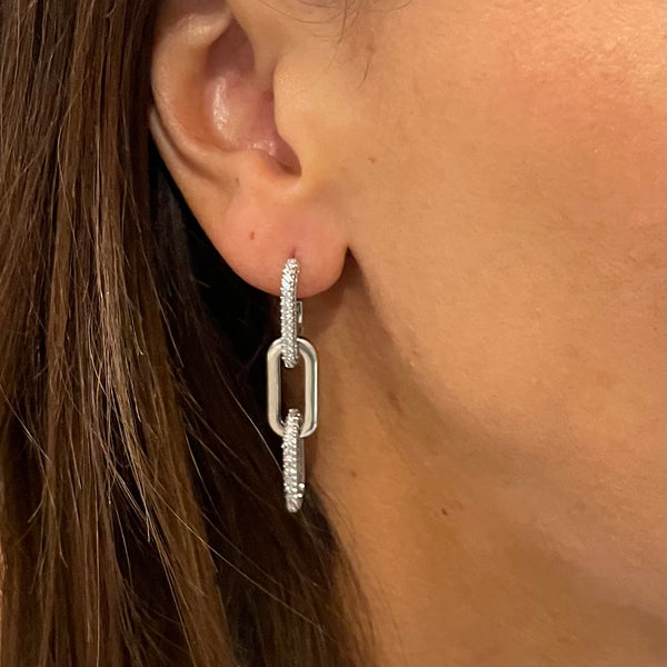 Sienna Earrings - Silver Crystal