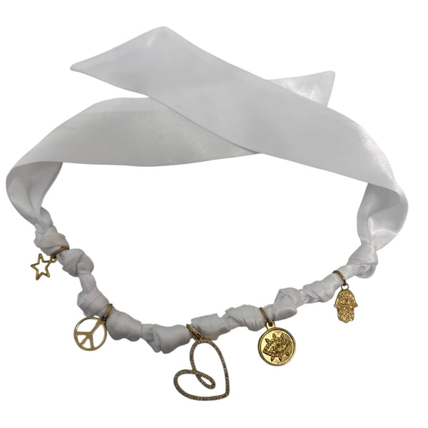 TLB Charm Necklace Satin - Heart White