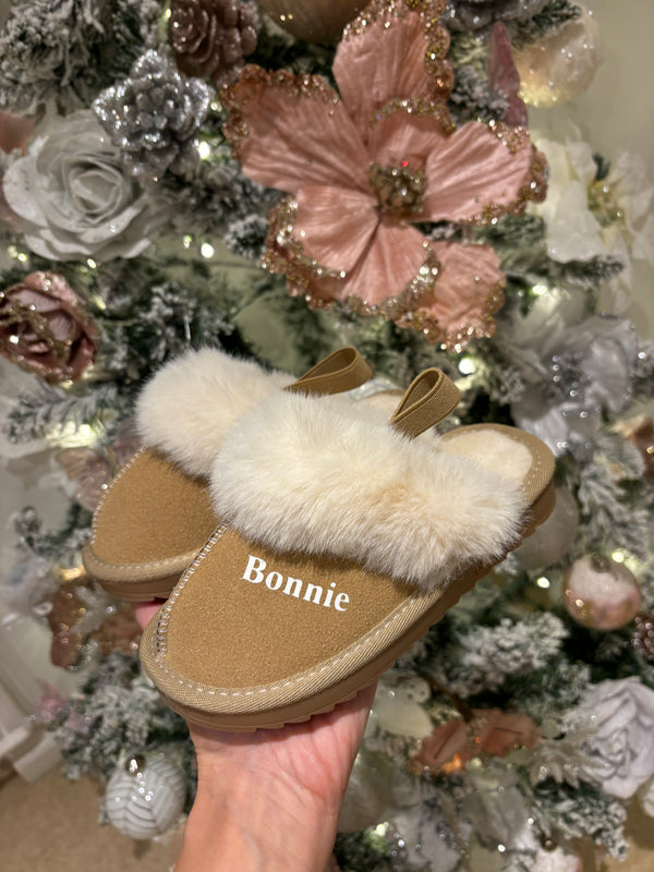 Children's Personalised Faux Fur Slippers