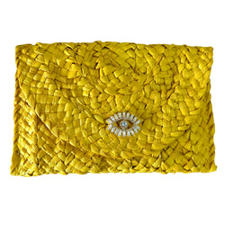 PIA Raffia Clutch Bag - Yellow