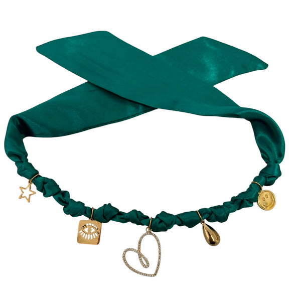 TLB Charm Necklace Satin - Heart Green