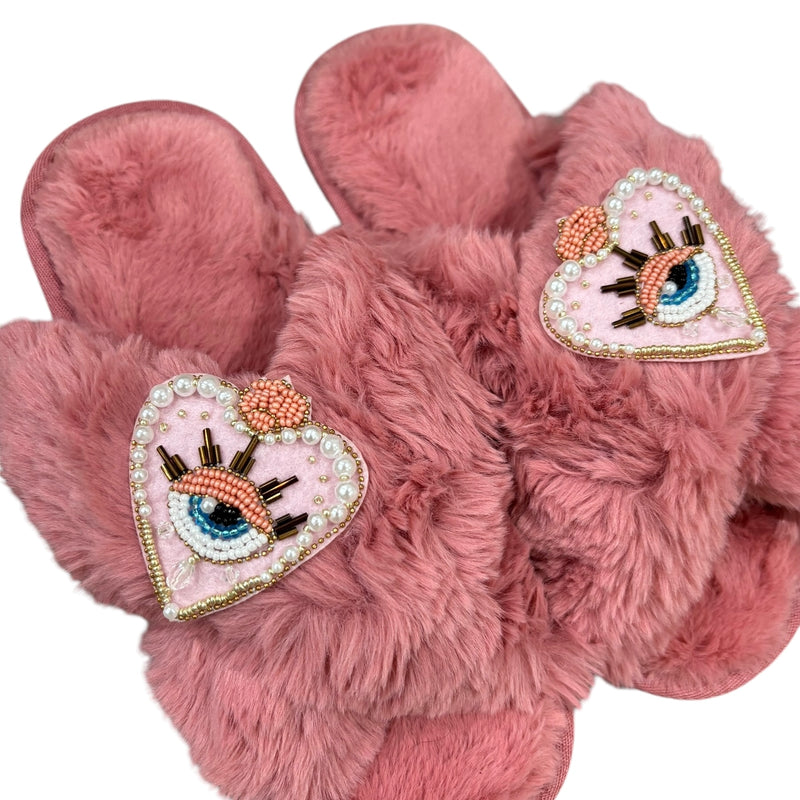 LHeart Lucky Eye Crystal Slippers - Pink