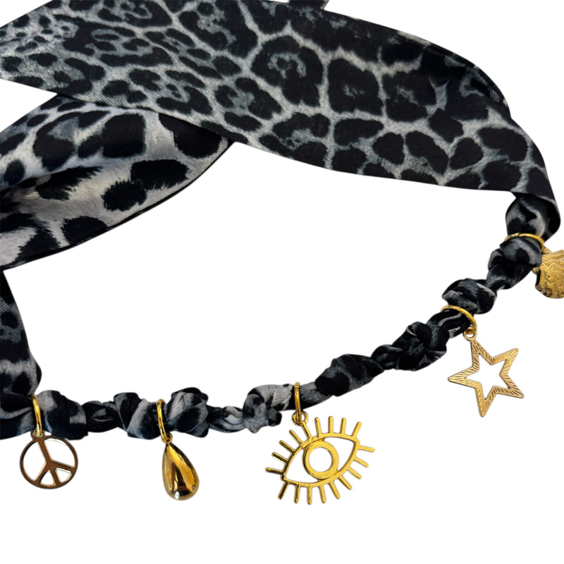 TLB Charm Necklace Satin - Eye Black Leopard