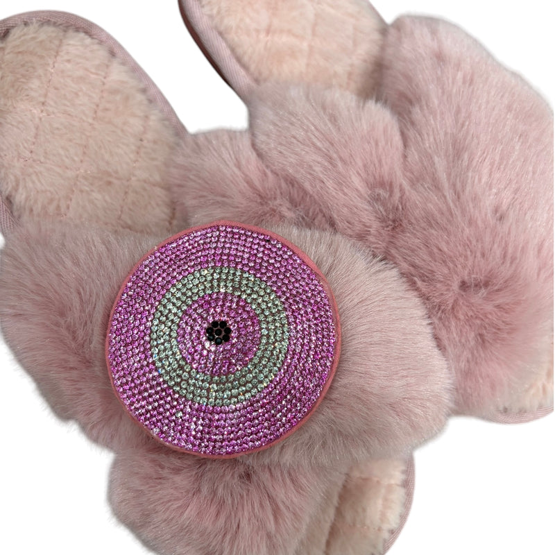 Circle Lucky Eye Crystal Slippers - Pink