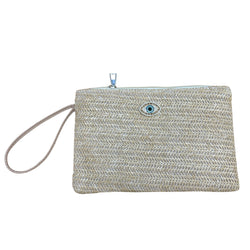 Eye Raffia Clutch Bag mini