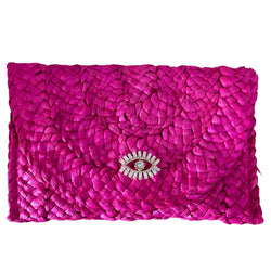 PIA Raffia Clutch Bag - Pink