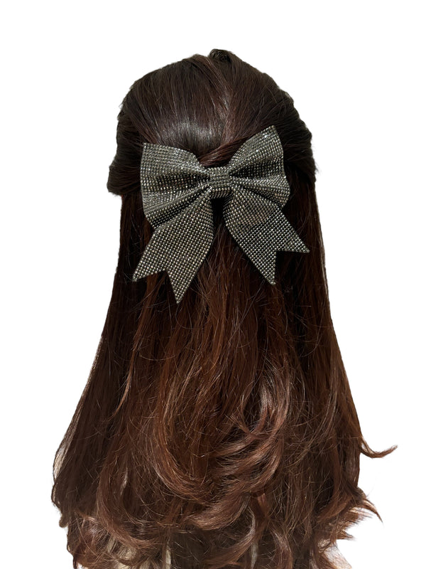 KEIRA Crystal hair bow - Grey