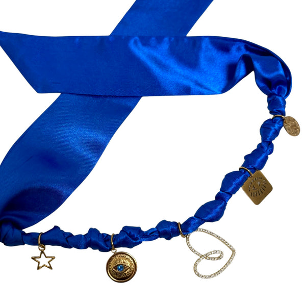 TLB Charm Necklace Satin - Heart Blue