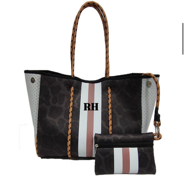 Neoprene Tote Bag - Brown – Tanya Lee Boutique