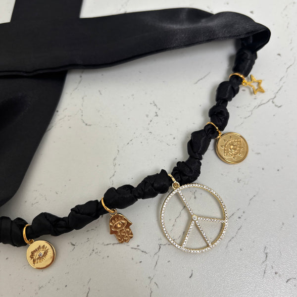 PRE ORDER TLB Charm Necklace Satin - Luna Black